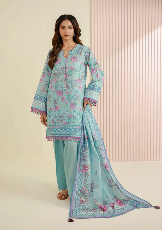 ZELLBURY Unstitched 3pcs Lawn Collection D.C:-WUS26X31009