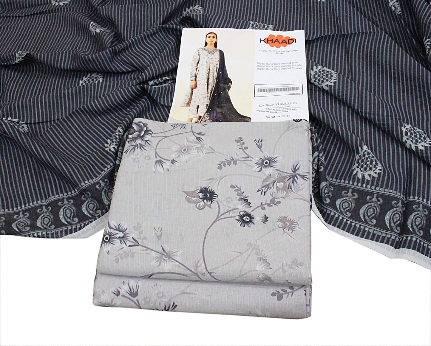 KHAADI Doria Stripe 3P Unstitched Ladies Suit