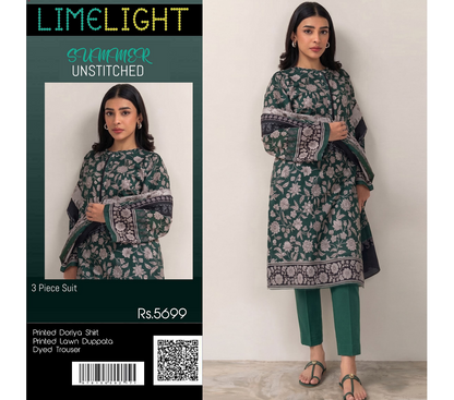 Limelight – Forest Green - Doriya Unstitched 3 PCs Unstitched Suit