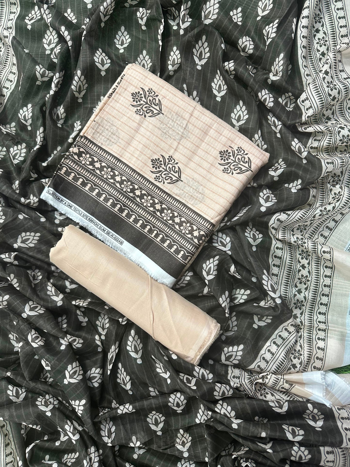 SAFINA BEIGE PRINTED 3PCS