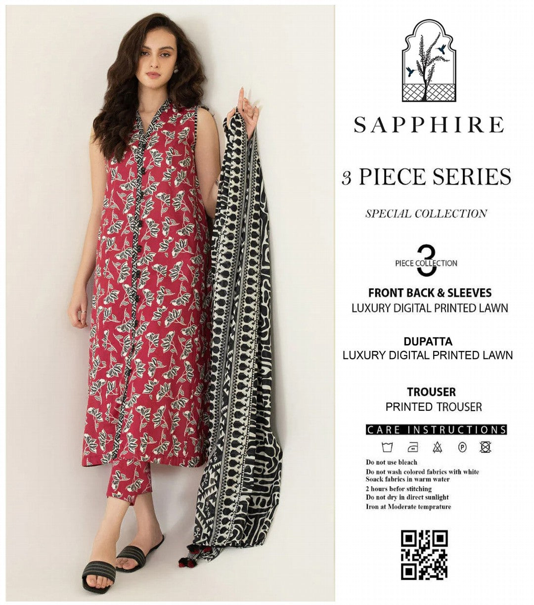 Sapphire Flora Unstitched Lawn 3 Pieces in Wholesale Price 🔥❤️