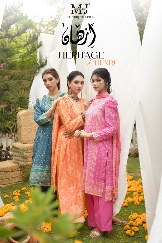 MoosaJee 100% Original Heritage Chunri Unstitched 3Ps👌🔥