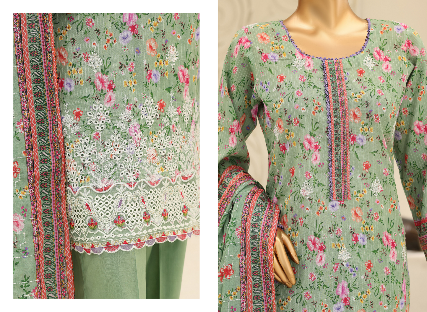 MTF Digital Printed Embroidered Lawn Collection 2026 Design No: 6