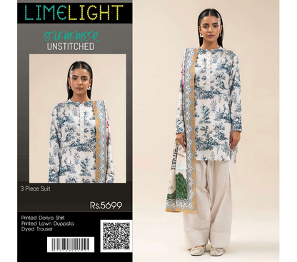 Limelight – Cream & Slate Blue - Doriya Unstitched 3 PCs Unstitched Suit