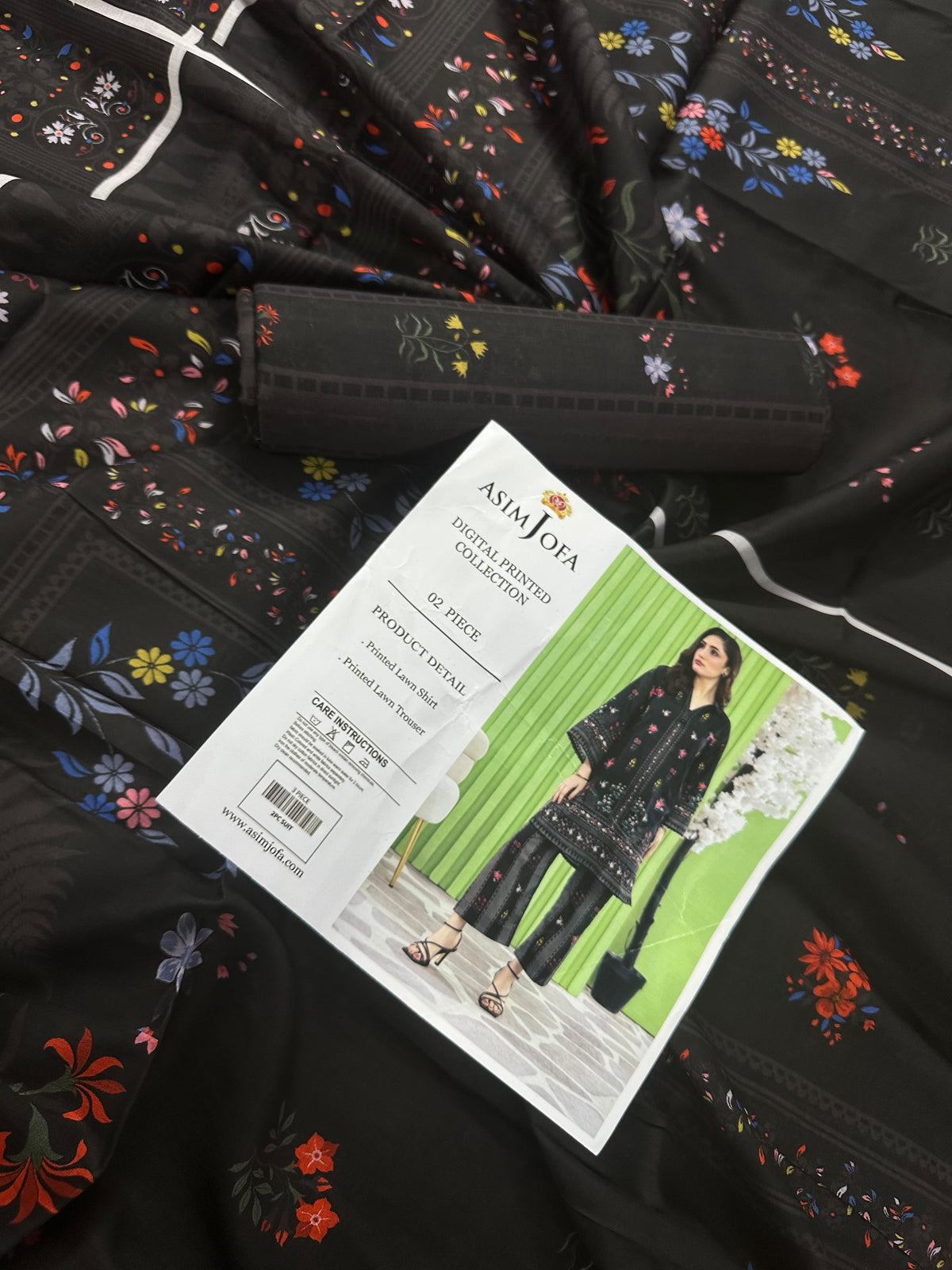 AsimJofa Black Digital Printed 2Pcs