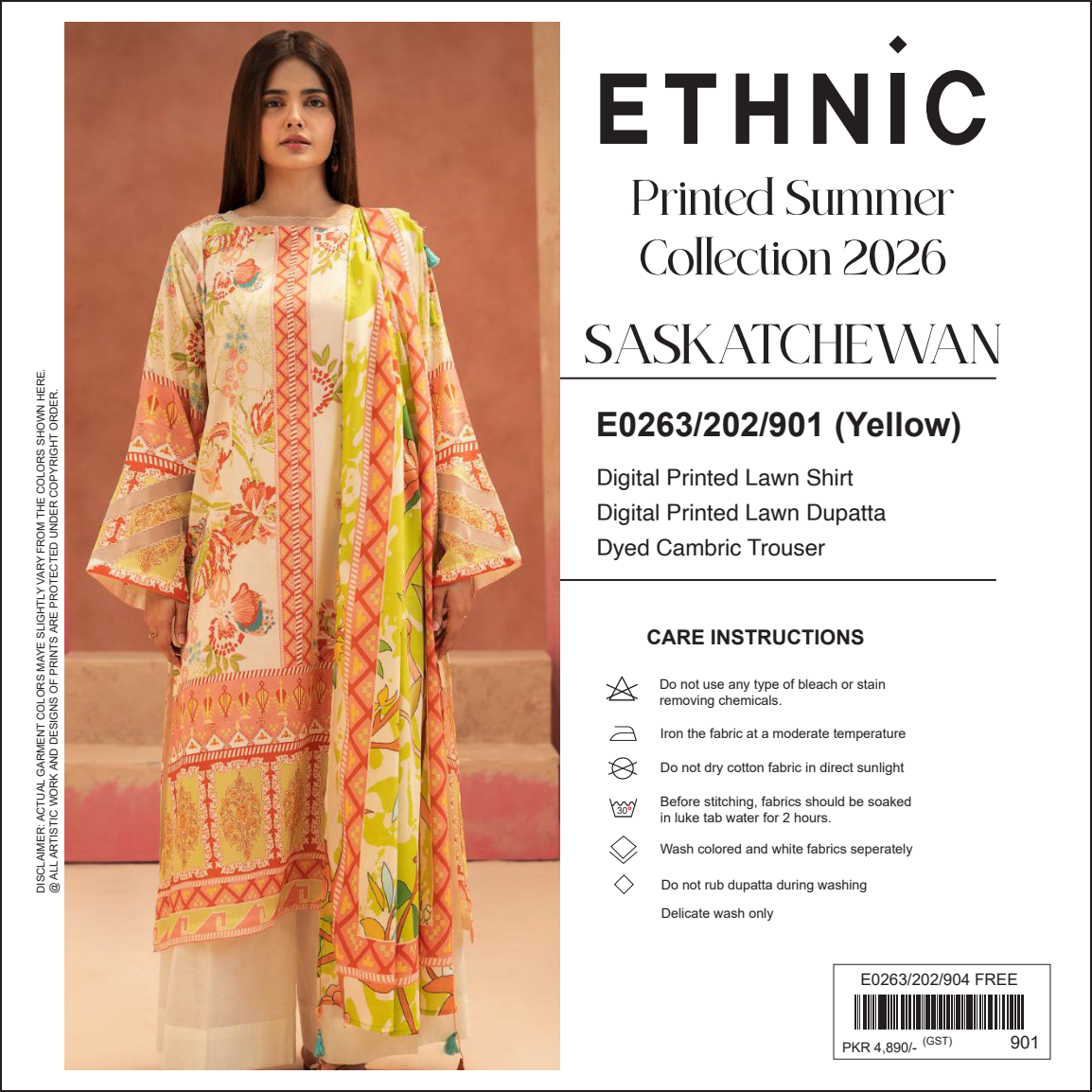 Ethnic Yellow Digital Printed Lawn Collection