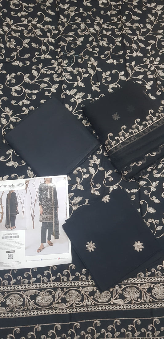 SALITEX MONOCHROME EMBROIDERED LAWN SUIT 🖤