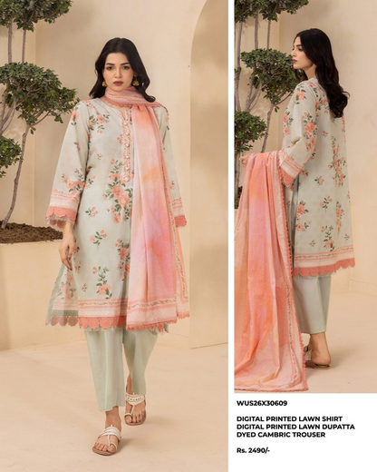 ZELLBURY Unstitched Lawn Collection 2026 Design #WUS26X30609