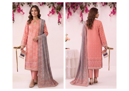 MJ D #A0401-4 – Gold Paste Printed Lawn 3Pcs Collection
