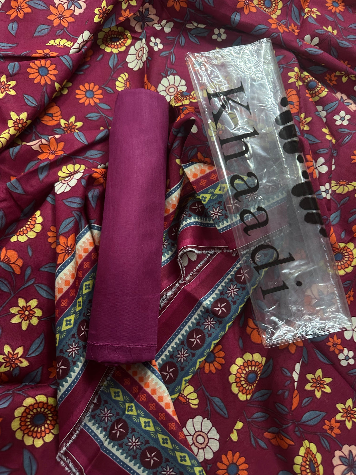 Khaadi Maroon Printed 2Pcs