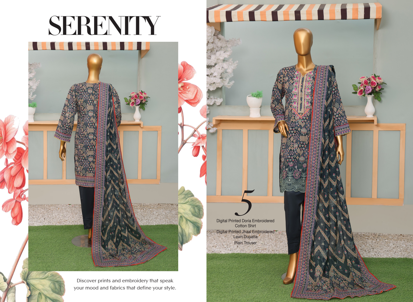 🌸 MTF Digital Printed Doria Embroidered Cotton Collection 2025 🌸 ✨ ELARA ✨