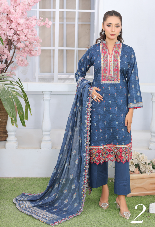 MTF AKASHA DIGITAL PRINTED EMBROIDERED DORIA LAWN COLLECTION