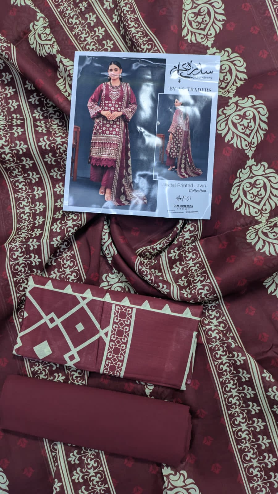 Sidra Aleem Digital Printed Unstitched Lawn Collection Art - 01