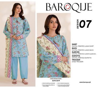 Baroque light Blue D-07 Printed Lawn Collection