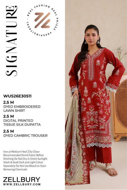 Zellbury Signature Embroidery Unstitched 3PCs Collection D-C:- WUS26E30511