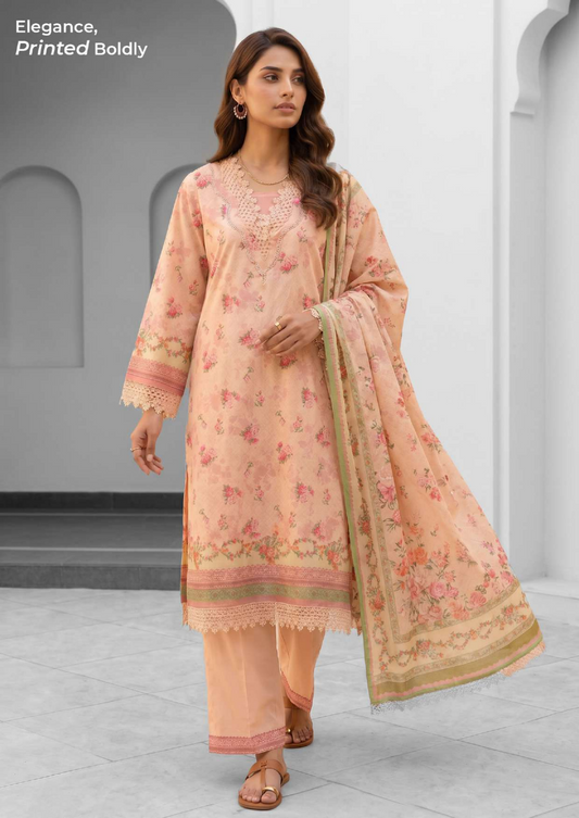 ZELLBURY Unstitched 3pcs Lawn Collection D.C:- WUS26X38103