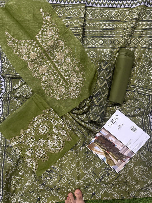 Fleur By Almeerah – Olive Zenith - Digital Chundri Lawn Unstitched Collection