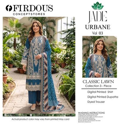 FIRDOUS JADE Blue 3-Piece