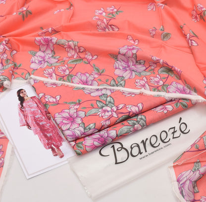 Bareeze Unstitched Lawn 90/70 Quality 3 Pieces