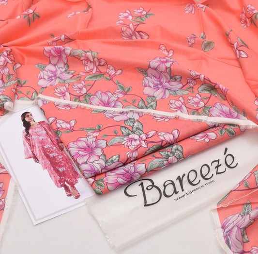 Bareeze Unstitched Lawn 90/70 Quality 3 Pieces
