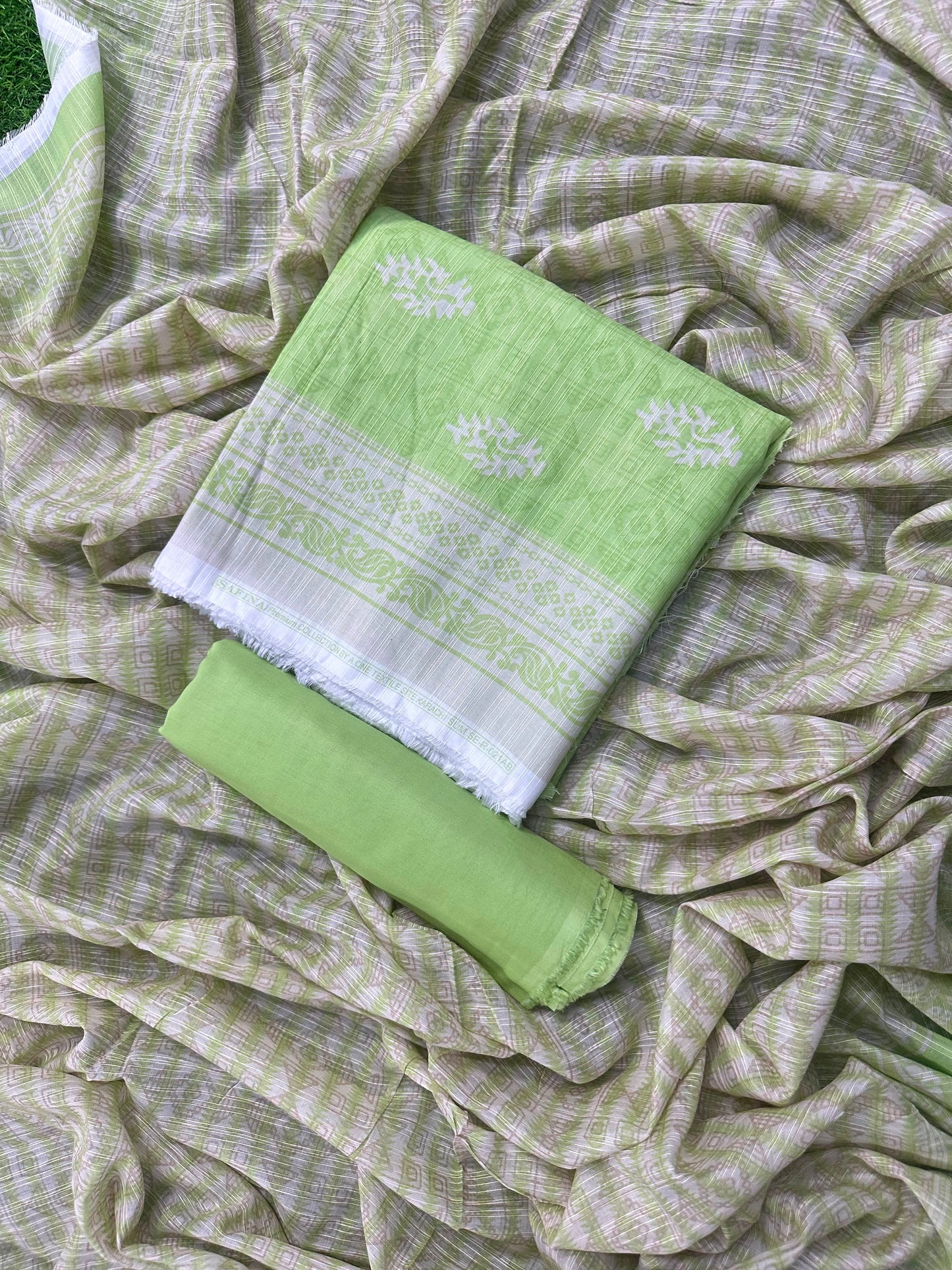 SAFINA SEA GREEN PRINTED 3PCS