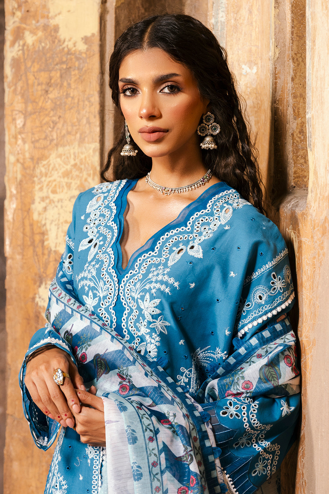 ZELLBURY 🌟 CHIKANKARI 💙 ROYAL BLUE ZARI ELEGANCE – WUS25E30832 💙