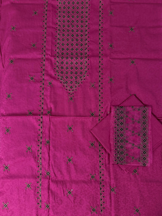 🩵 Saqafat DARK PINK– 100% Original 2PC Embroidered Unstitched Lawn 🌸