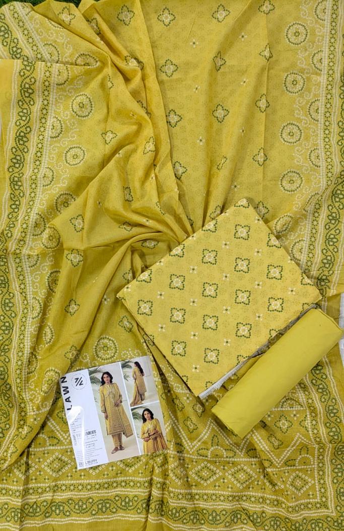 ZELLBURY Unstitched 3pcs Lawn Collection D.C:- WUS26X30481