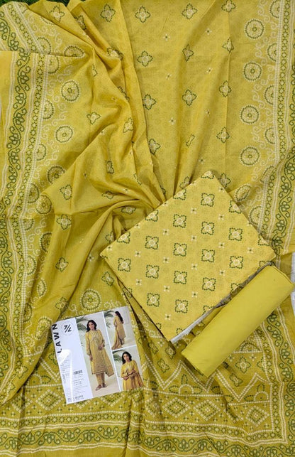 ZELLBURY Unstitched 3pcs Lawn Collection D.C:- WUS26X30481