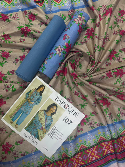 Baroque light Blue D-07 Printed Lawn Collection