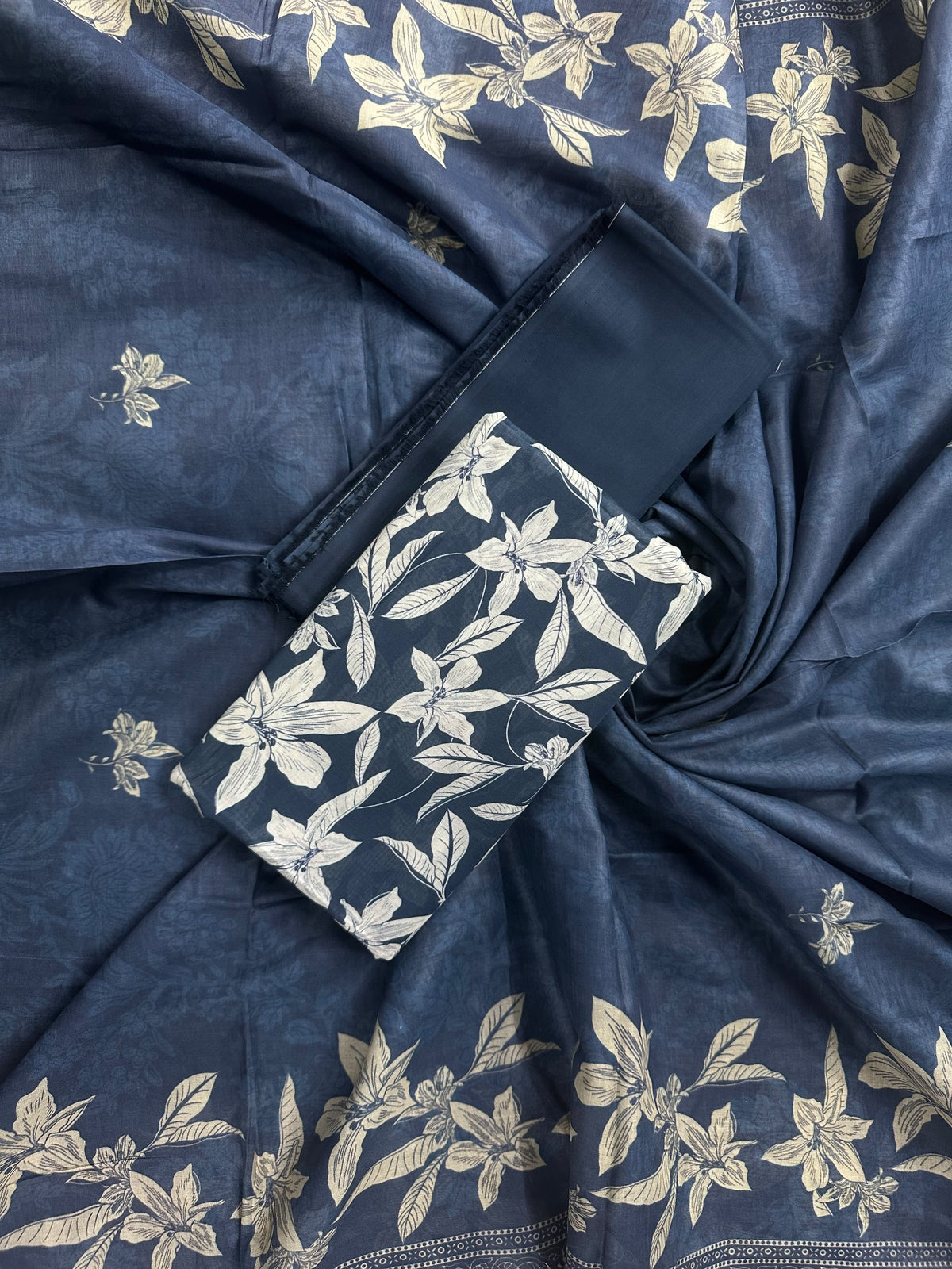 Bin Saeed By Zaman Teal Blue Printed 3Pcs