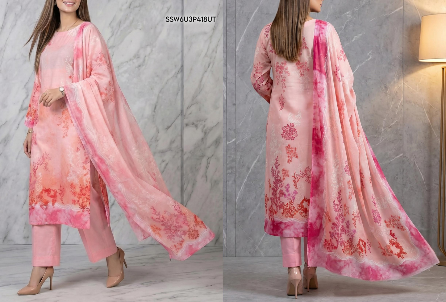 Eshaal Premium 3PC Lawn Collection Design No# SSW6U3P418UT