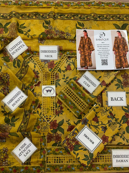 Baroque Elegant 3PC Unstitched Lawn Suit Collection