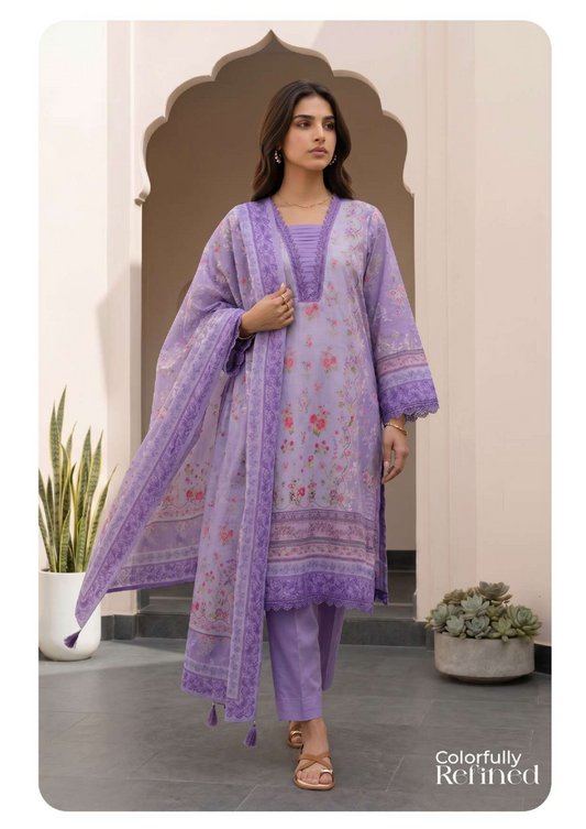 ZELLBURY Unstitched 3pcs Lawn Collection D.C:- WUS26X38112
