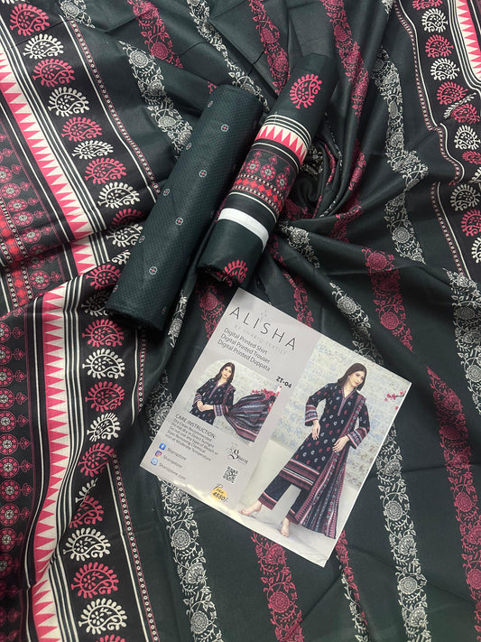 ALISHA D-04 DIGITAL PRINTED LAWN  3PCS