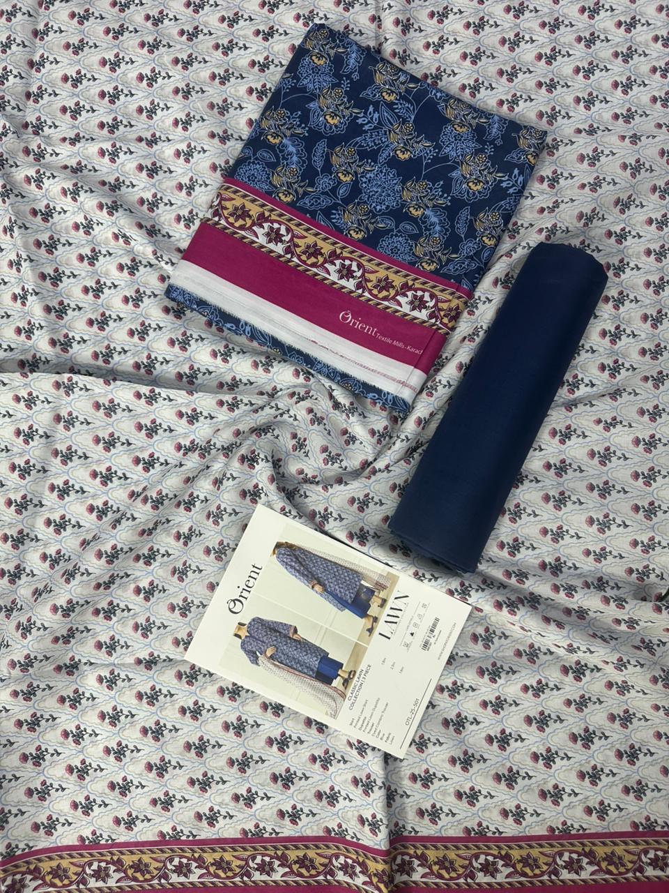 ✨ORIENT 100% ORIGINAL Unstitched Lawn 3 Piece✨ Design #OTL-25-501
