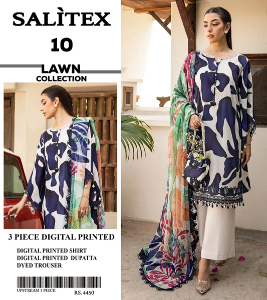 Salitex Lawn 3 PIECE DIGITAL PRINTED Collection Design# 10