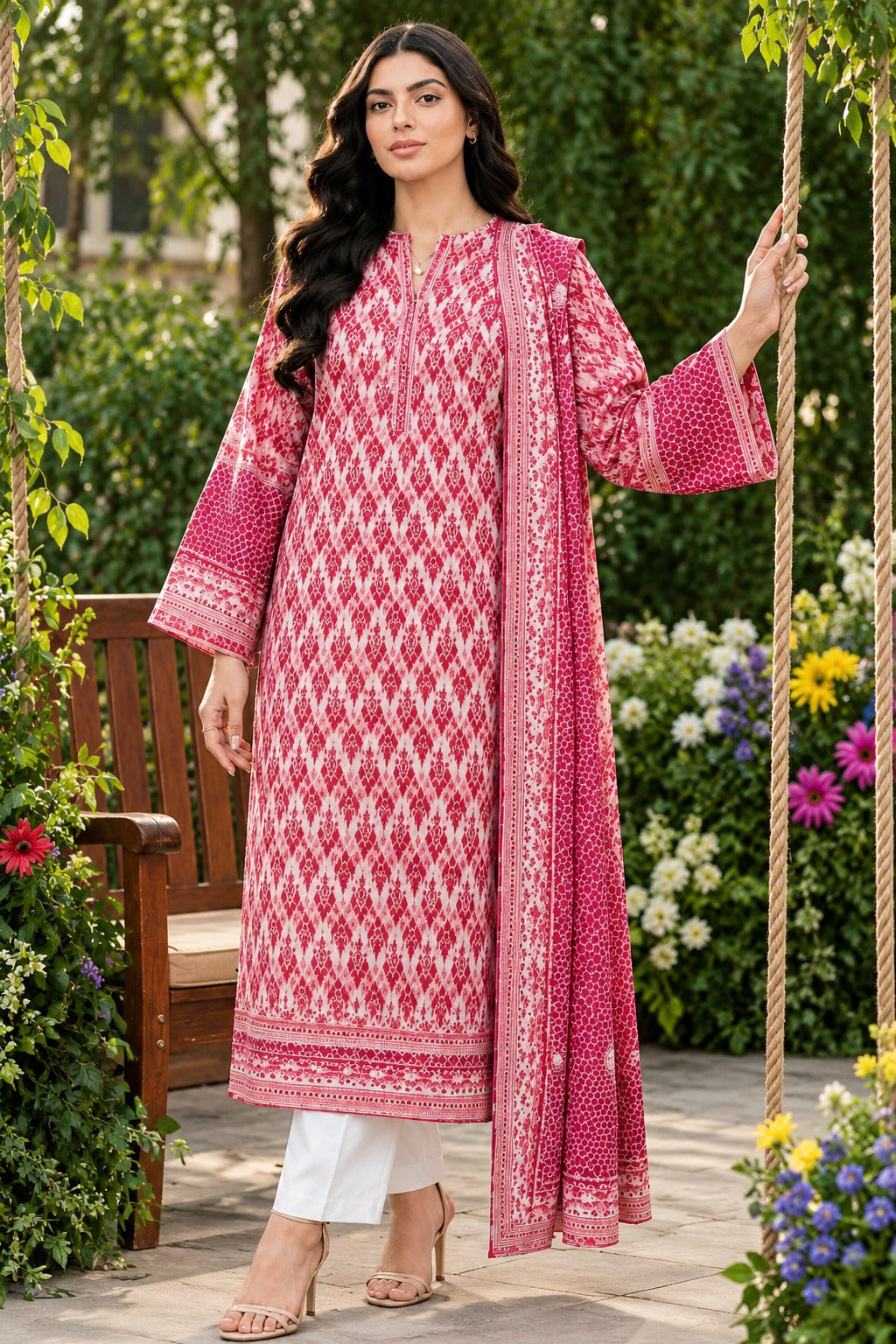 Sahara Maroon Printed 3Pcs