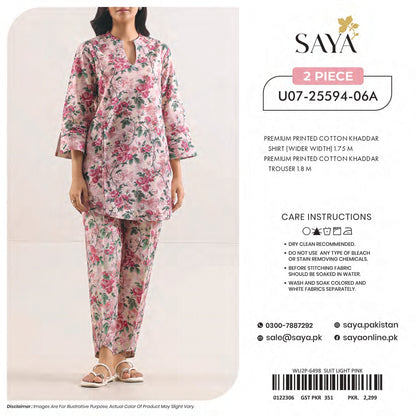 SAYA 100% ORIGINAL Unstitched Cotton Khaddar 2 Piece 🔥❤️