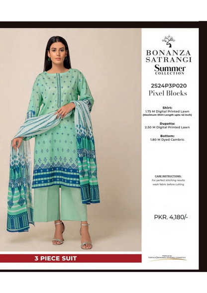 Bonanza Satrangi 100% Original Lawn Dupatta Unstitched 3 Piece