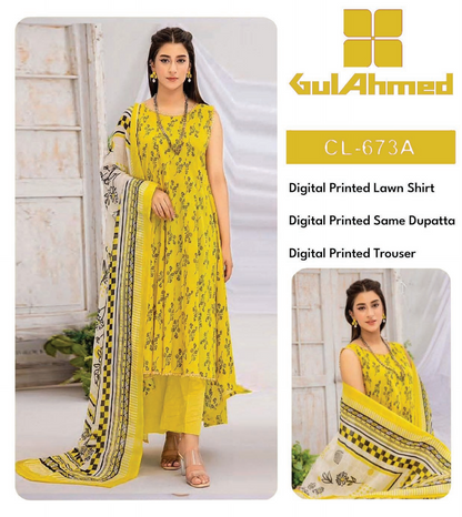GulAhmed Lawn Printed 3PC In Wholesale Price
