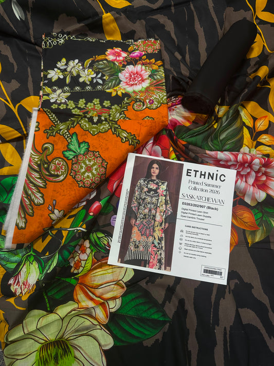 Ethnic Black Digital Printed Lawn Collection