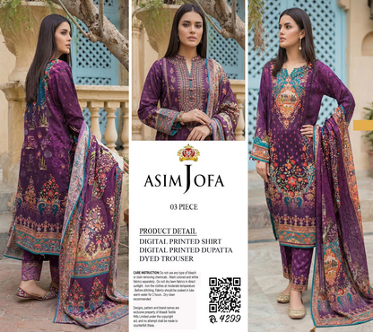 ASIM JOFA 3PC UNSTITCHED DIGITAL PRINTED COLLECTION