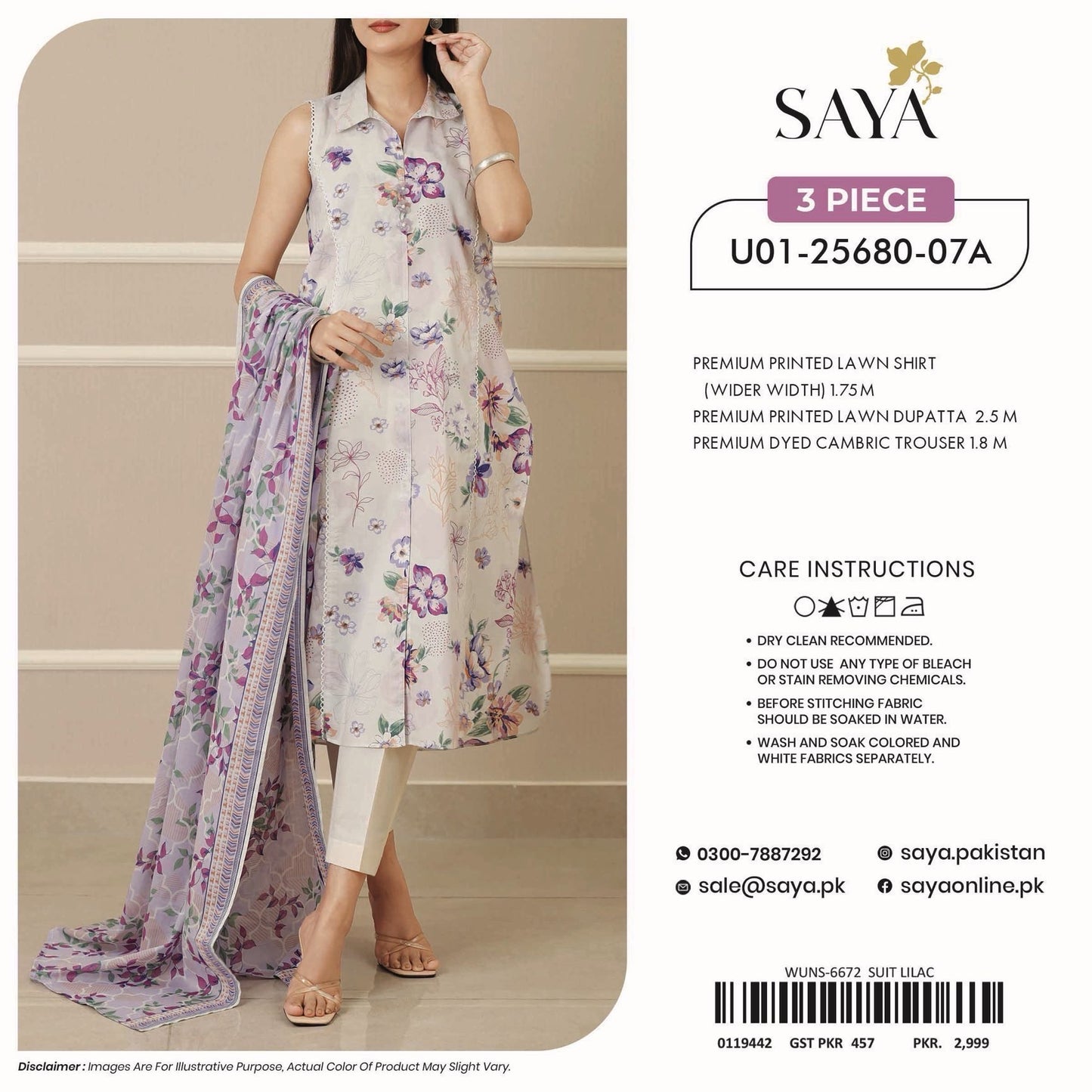 Saya Unstitched Printed 100% Original Cotton 3 PCs Suit In WHOLESALE PRICE 💯✨