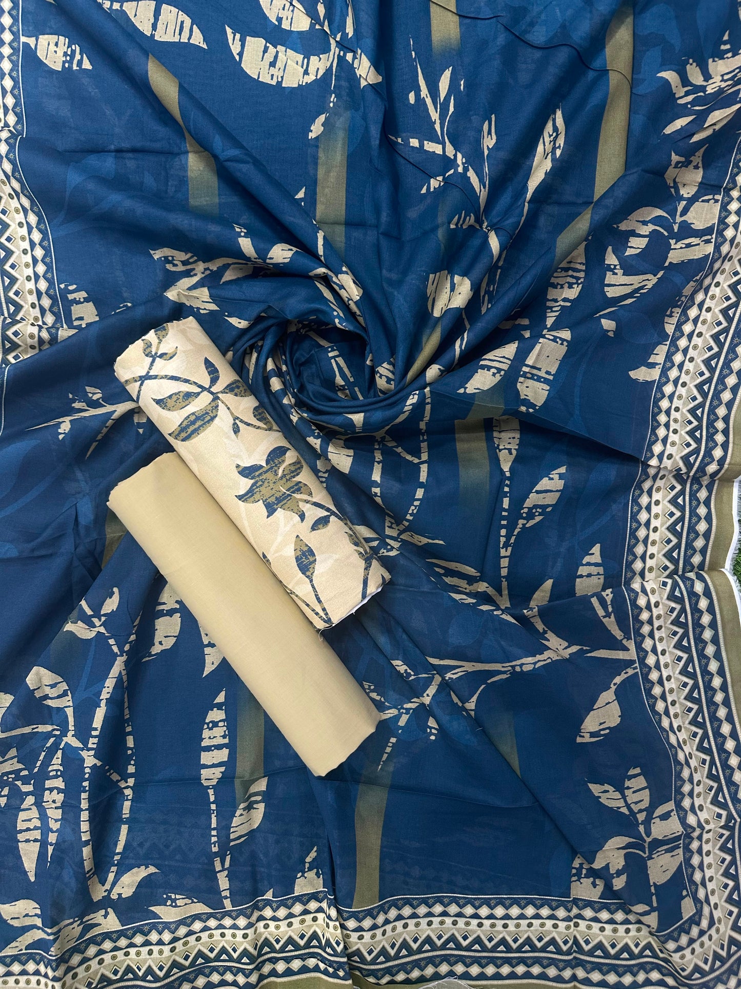 SAHARA BEIGE-BLUE PRINTED 3PCS