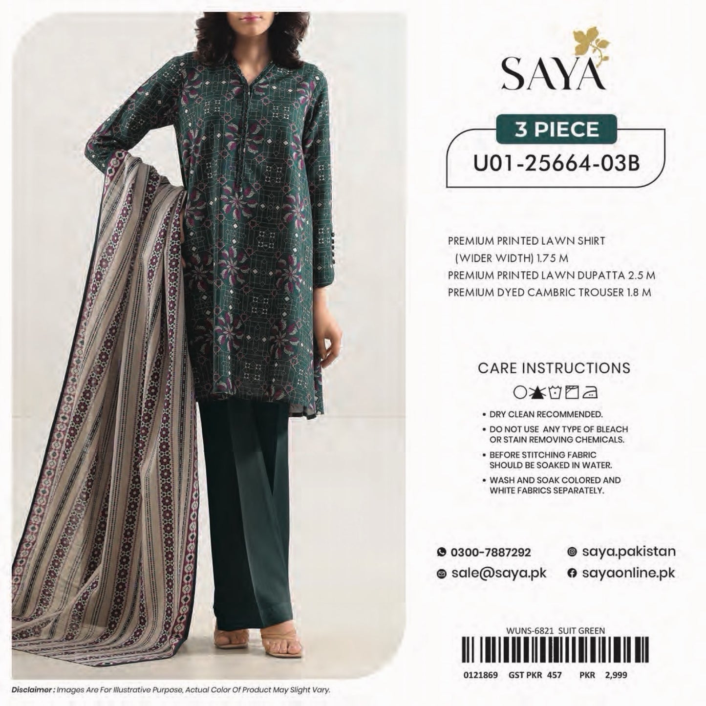 Saya Unstitched Printed 100% Original Cotton 3 PCs Suit In WHOLESALE PRICE 💯✨