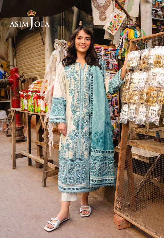 AsimJofa Light Blue Printed 3Pcs