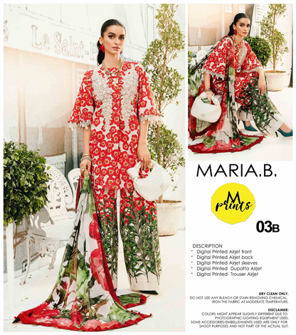 MARIA.B Unstitched Lawn 3 Pieces in Wholesale Price 🔥❤️