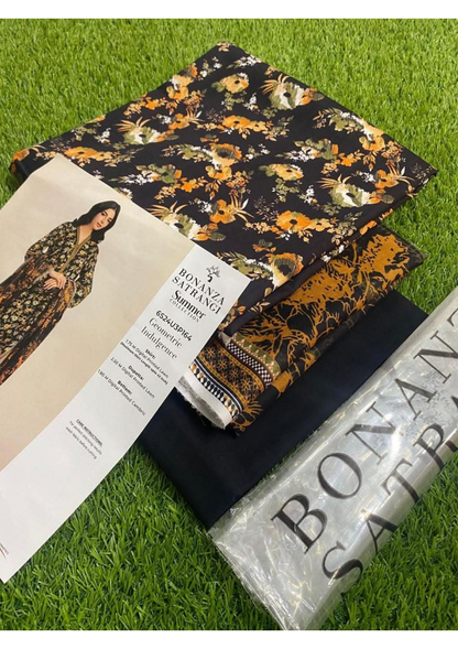 Bonanza Satrangi 100% Original Lawn Dupatta Unstitched 3 Piece