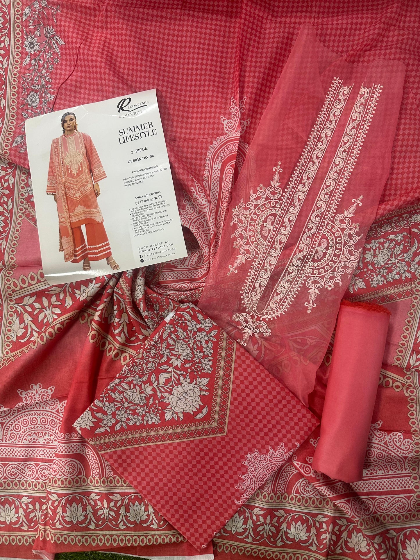 RUQAYYAHS – Digital Printed Embroidered Lawn Collection 2026 Design # 04